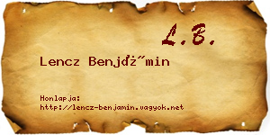 Lencz Benjámin névjegykártya