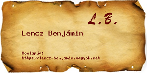 Lencz Benjámin névjegykártya